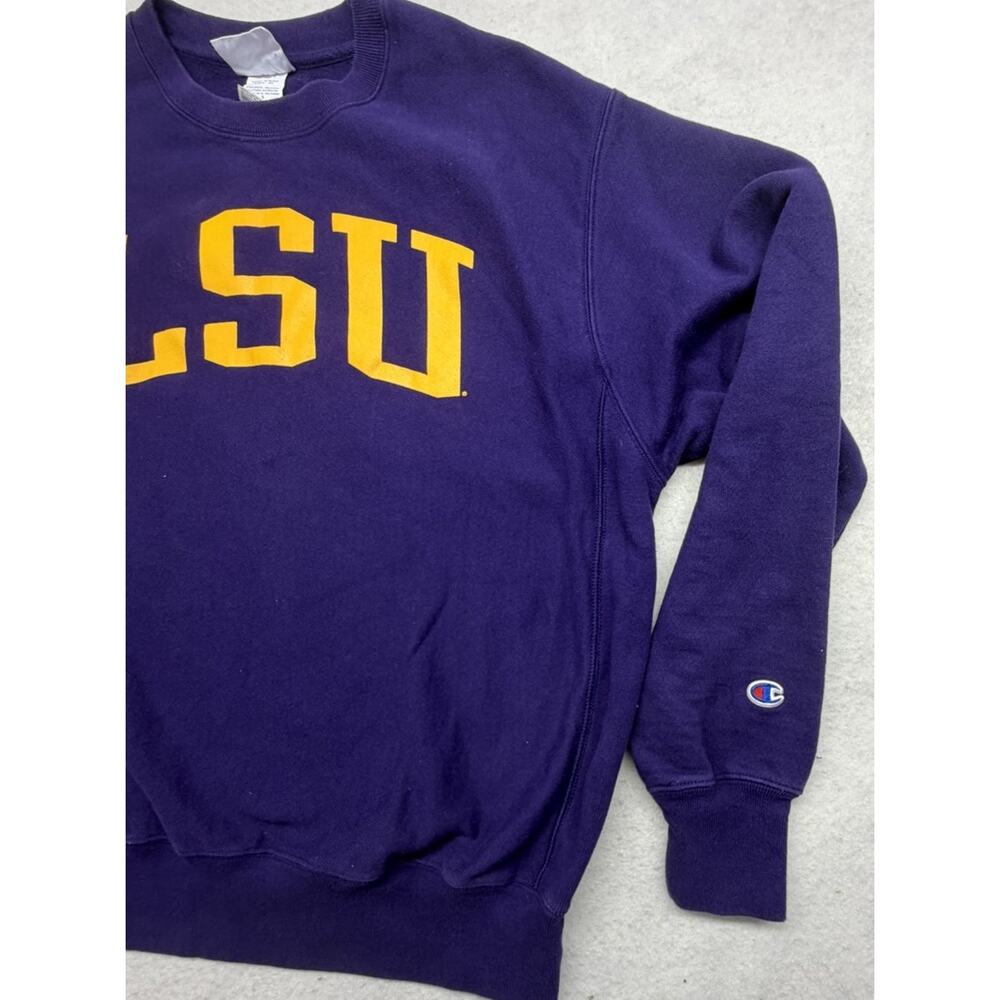 LSU Tigers Vintage 90s Sweatshirt Large Purple Fleece College Sports - Picture 7 of 8